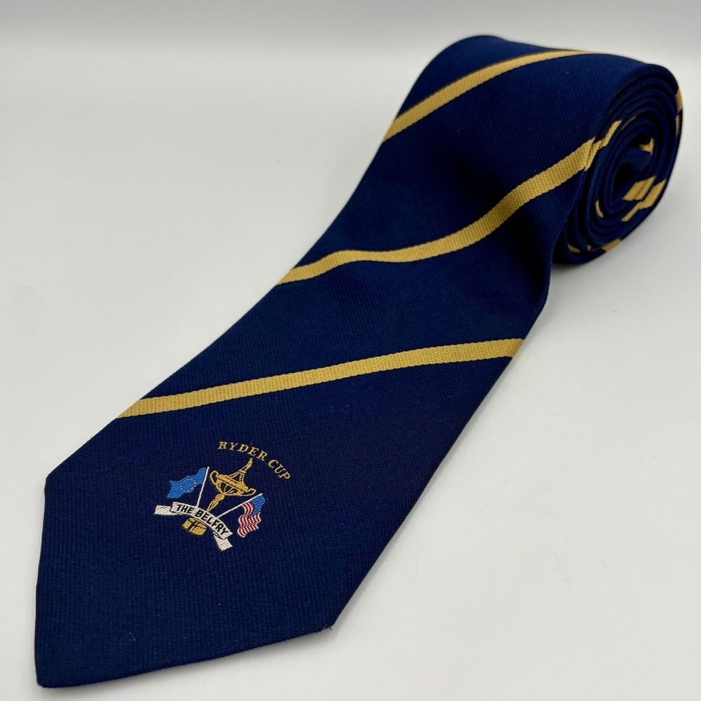 VTG Ben Silver Ryder Cup Belfry Handmade Pure English Silk Regimental Repp Tie